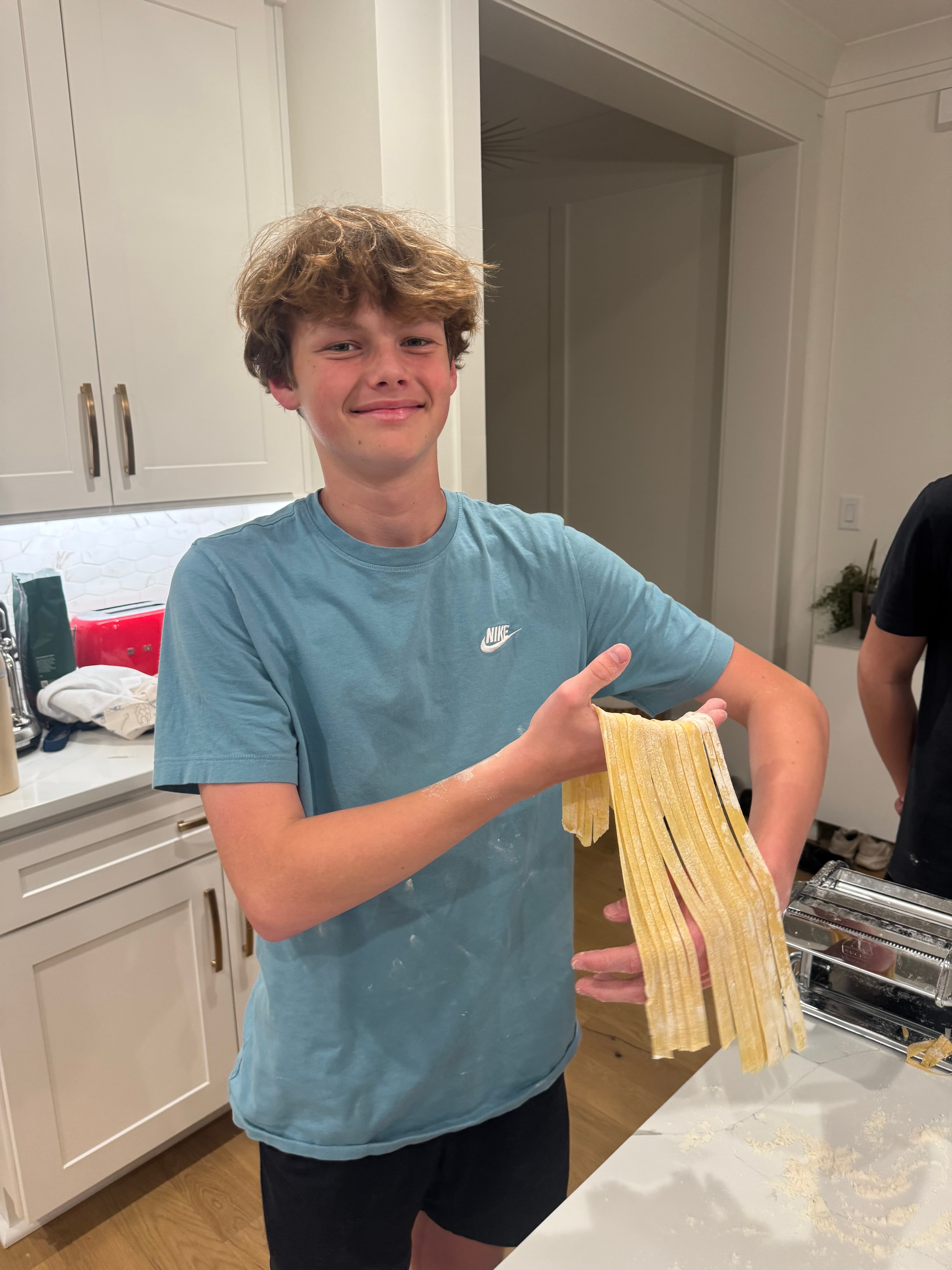 Fresh pasta being prepared at Lou's home in Peachtree City