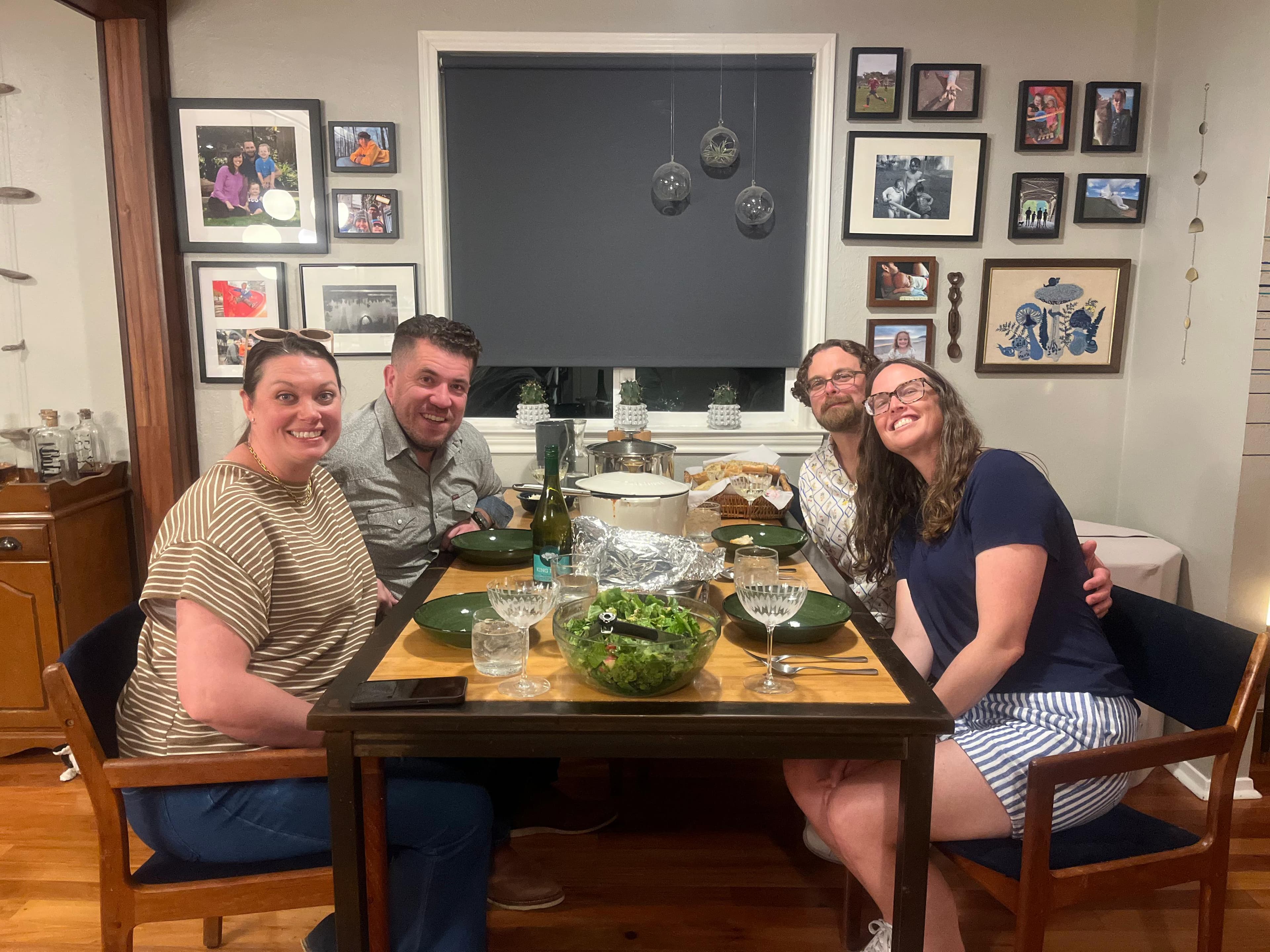 Kim's neighbors making fresh pasta together in Austin