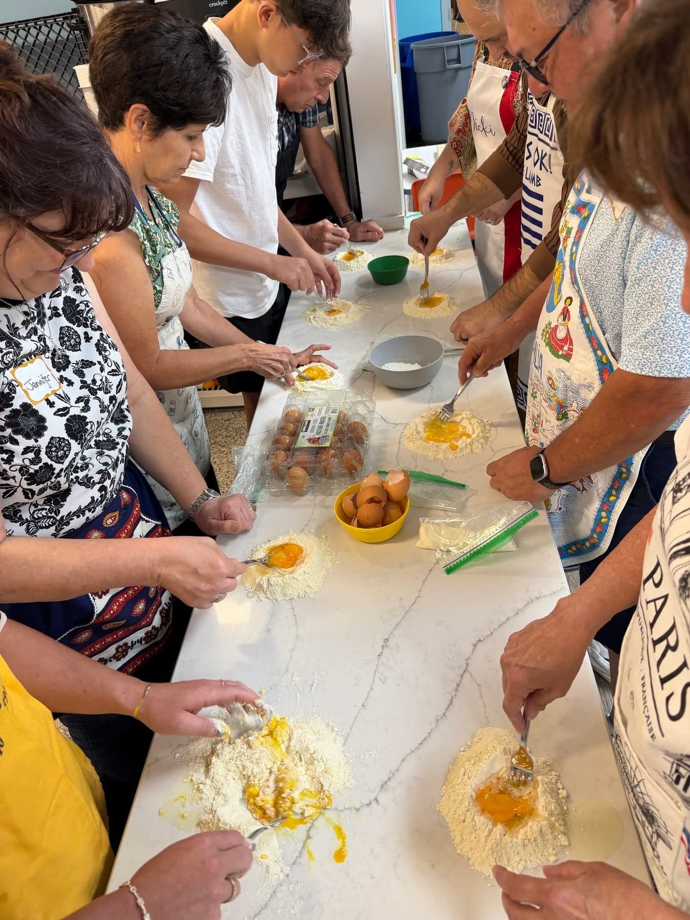 OSDIA Lodge members learning fresh pasta techniques during a community LIFE class